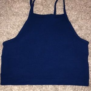 Royal blue cropped halter top